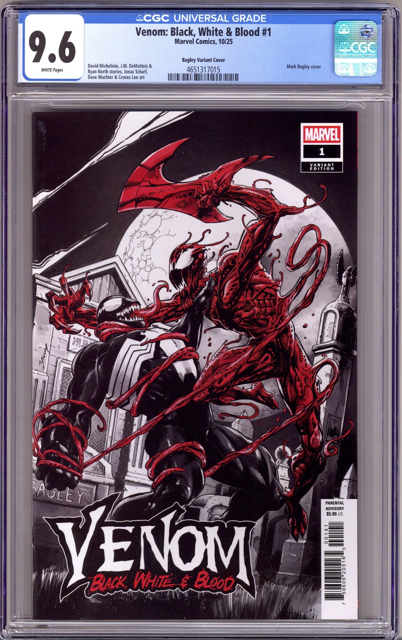 Venom: Black, White & Blood 1 CGC 9.6 (NM+) (2025) Bagley Variant 