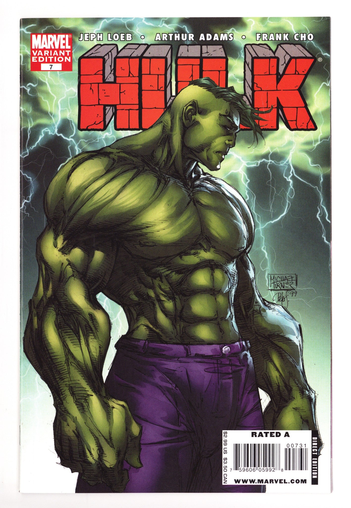 Hulk Vol 1 7 High Grade (2008) Turner Variant 