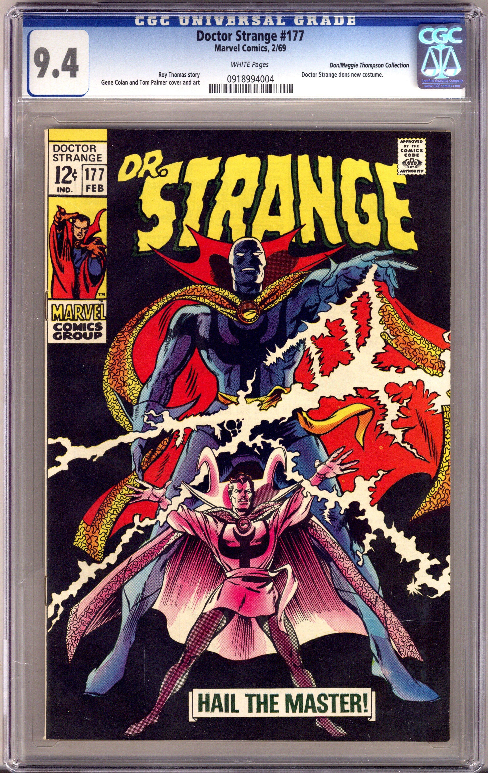 Doctor Strange Vol 1 177 CGC 9.4 (NM) Don/Maggie Thompson Collection (1969) 