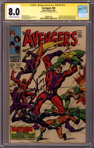 The Avengers Vol 1 55 CGC 8.0 (VF) (1968) Signed x1 Cover Roy Thomas