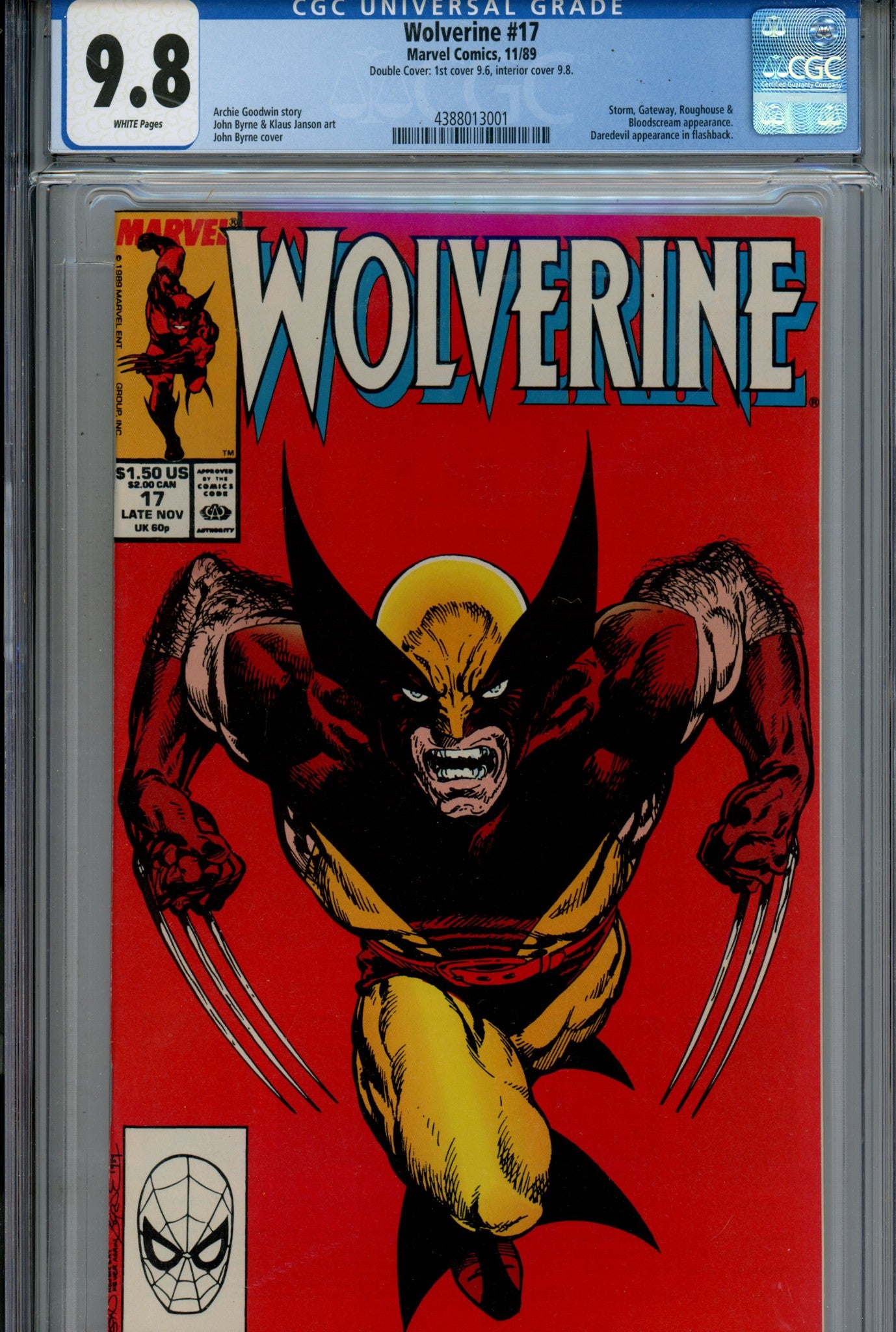 Wolverine Vol 2 17 CGC 9.8 (NM/M) Double Cover (1989) 