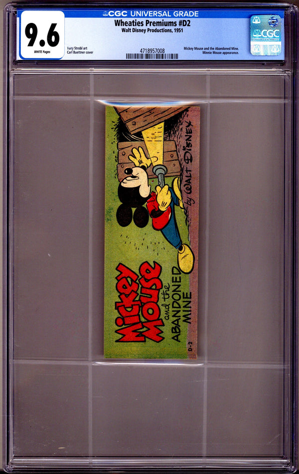 Wheaties Premiums   D-2 CGC 9.6 (NM+) Mickey Mouse & The Abandoned Mine  (1951)