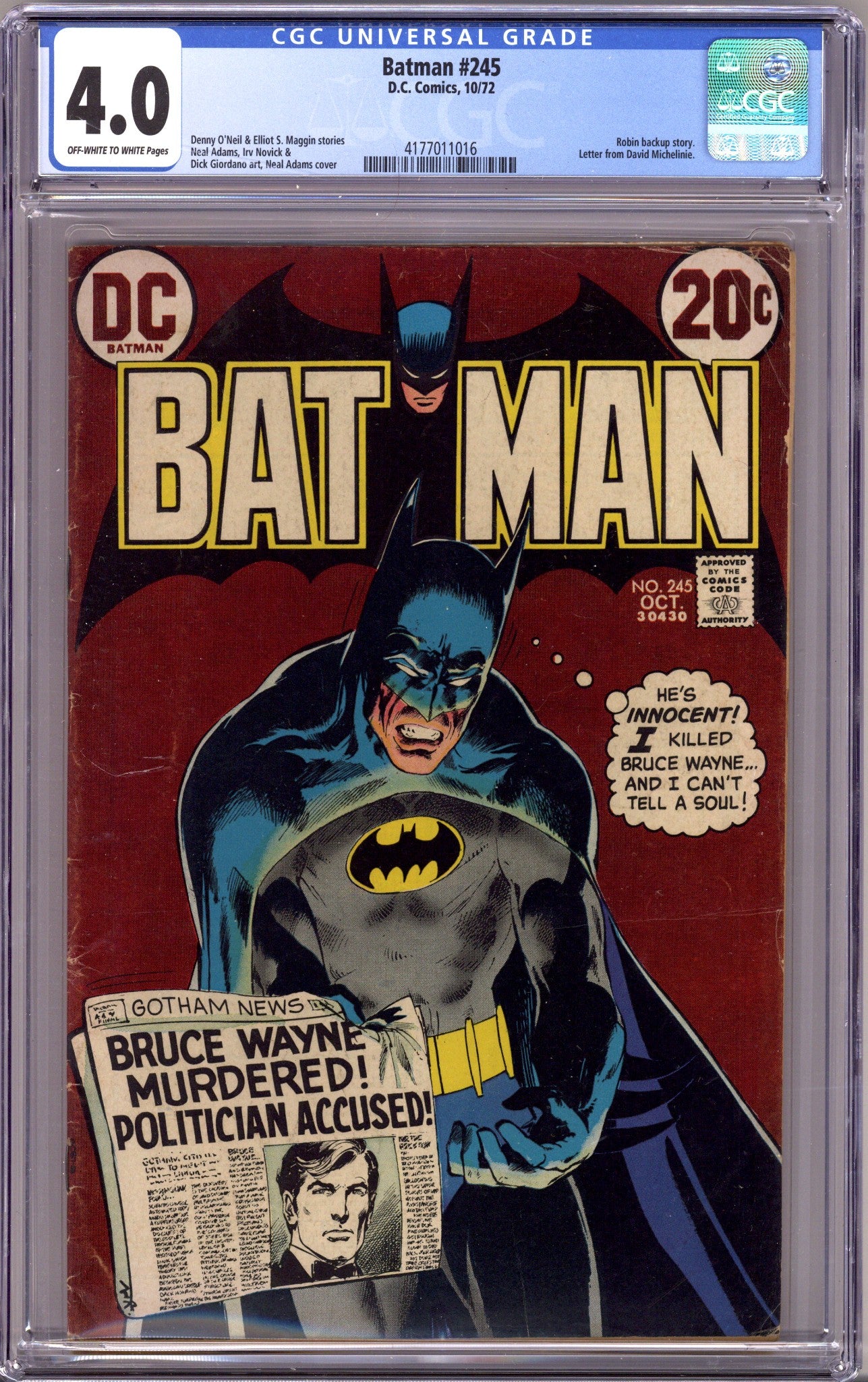Batman Vol 1 245 CGC 4.0 (VG) (1972) 