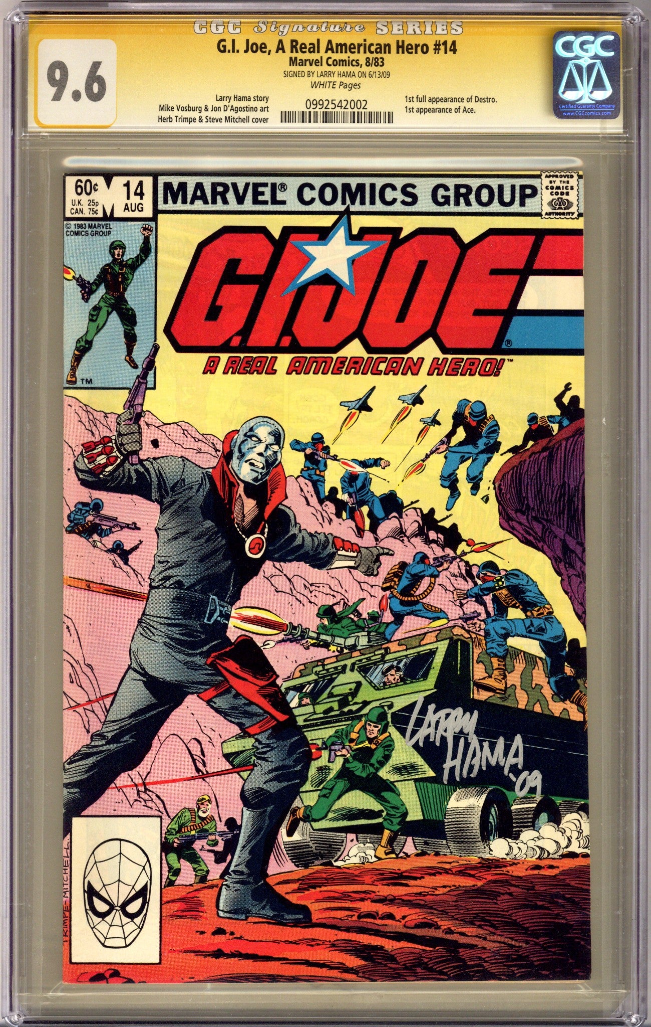 G.I. Joe, A Real American Hero 14 CGC 9.6 (NM+) (1983) Signed x1 Cover Larry Hama 