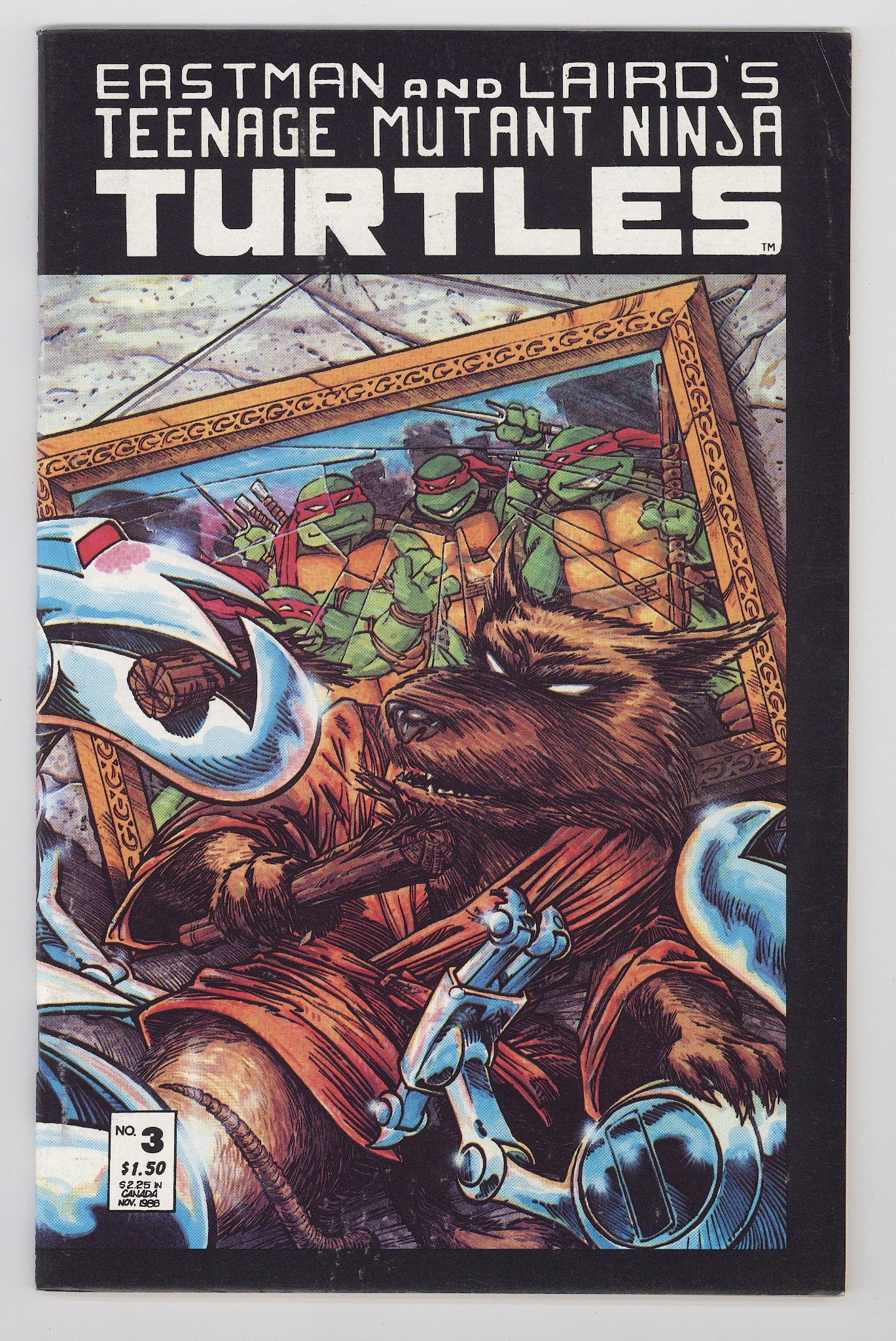 Teenage Mutant Ninja Turtles Vol 1 3 FN- (5.5) (1988) 2nd Print 