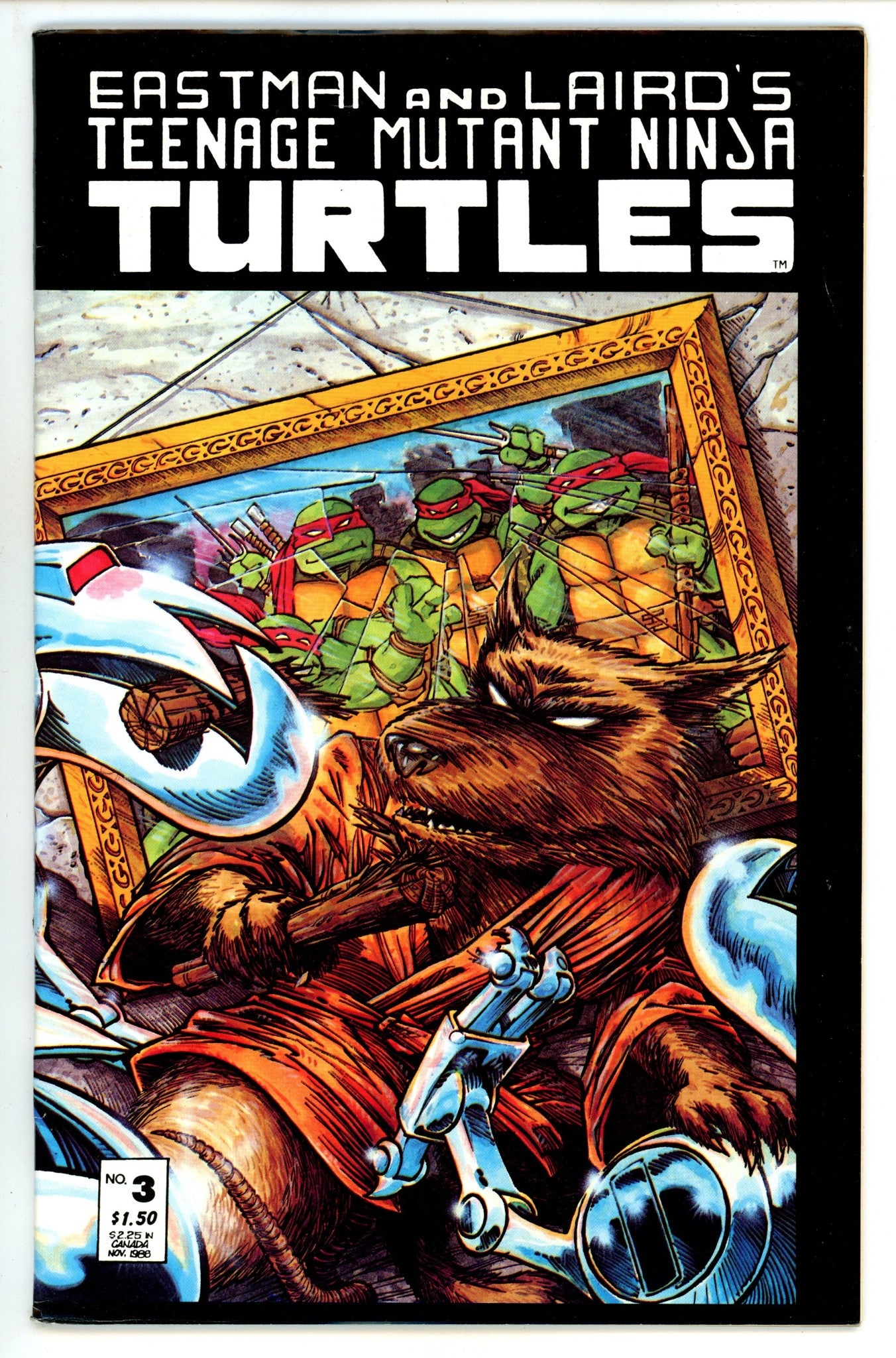 Teenage Mutant Ninja Turtles Vol 1 3 VF- (7.5) (1988) 2nd Print 