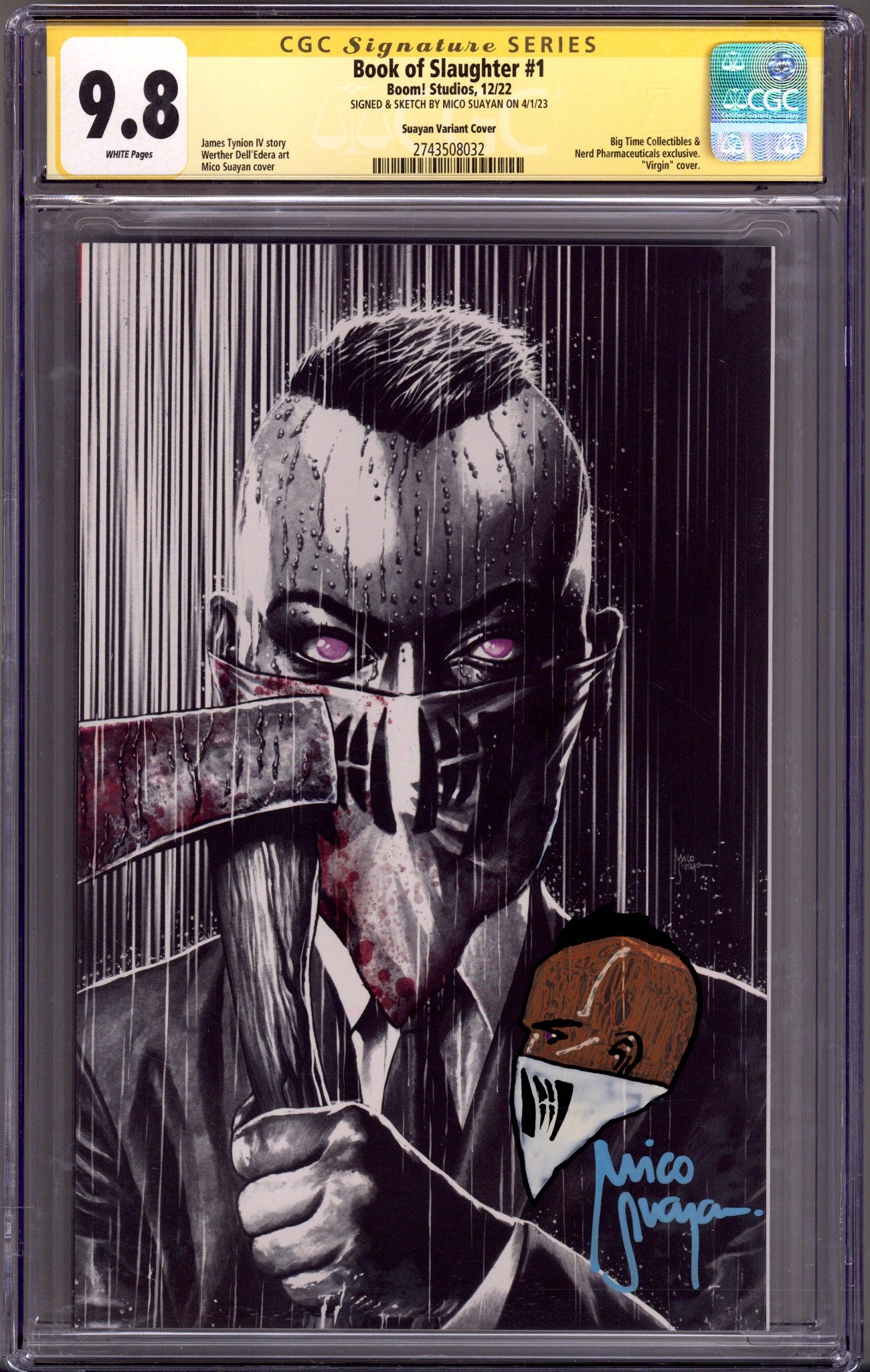 Book of Slaughter   1 CGC 9.8 (NM/M)   (2022) Suayan Virgin   Exclusive Variant  Signed / Remarked x1 Cover Mico Suayan 
