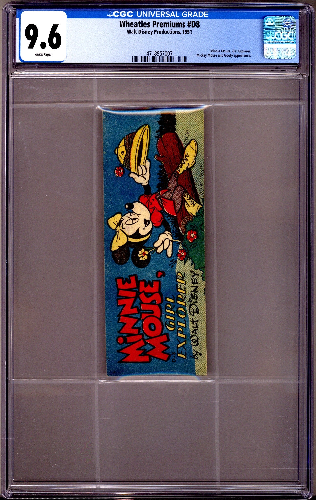 Wheaties Premiums   D-8 CGC 9.6 (NM+) Minnie Mouse, Girl Explorer  (1951)        