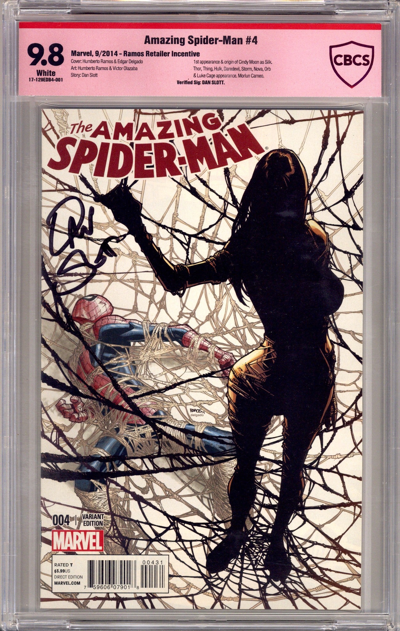 The Amazing Spider-Man Vol 3 4 CBCS 9.8 (NM/M) (2014) Ramos Incentive Variant Signed x1 Cover Dan Slott
