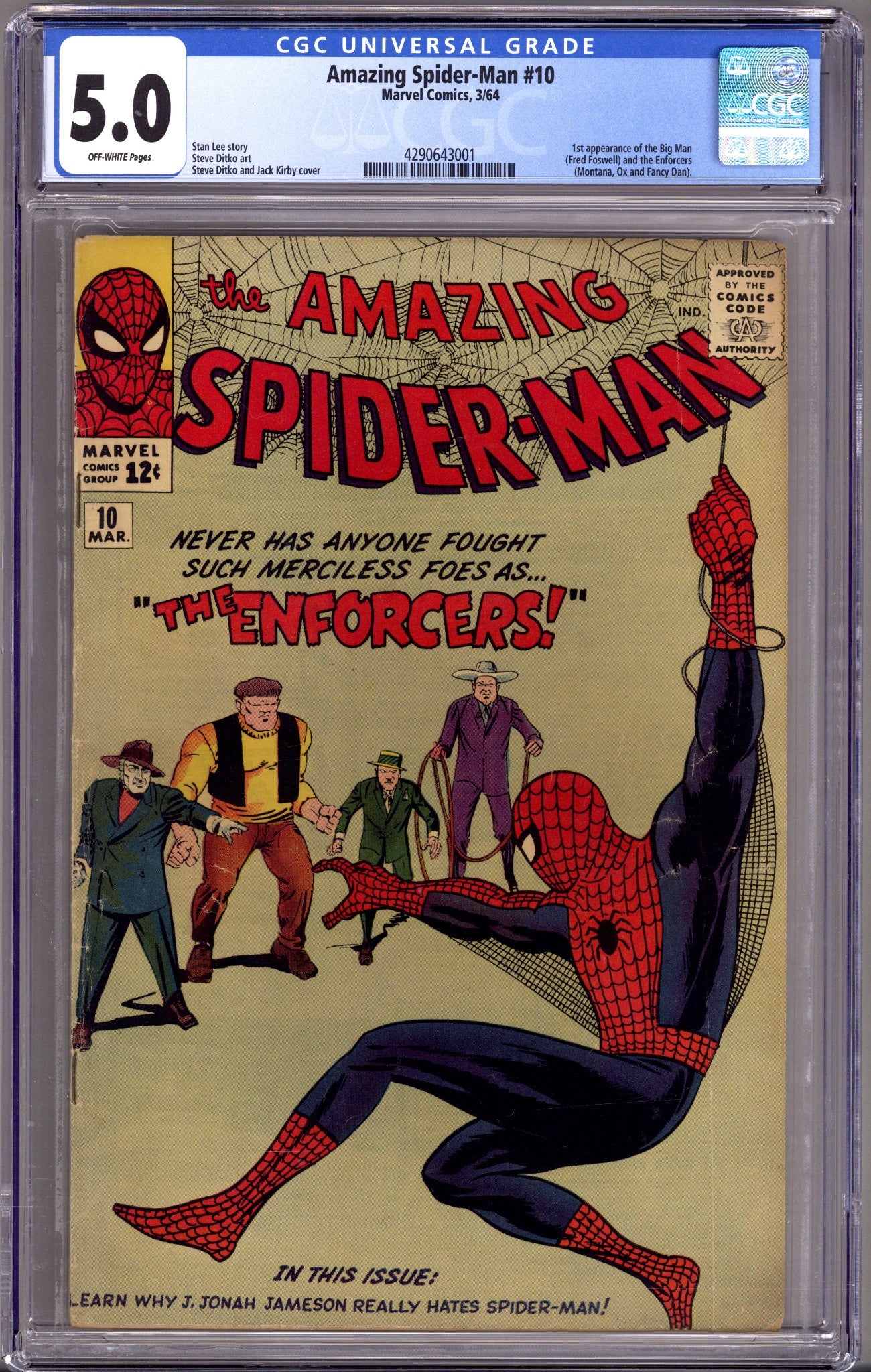 The Amazing Spider-Man Vol 1 10 CGC 5.0 (VG/FN) (1964) 