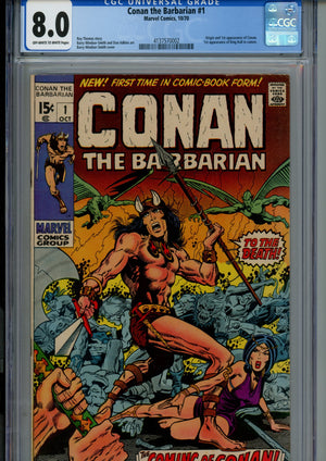 Conan the Barbarian Vol 1 1 CGC 8.0 (VF) (1970) 