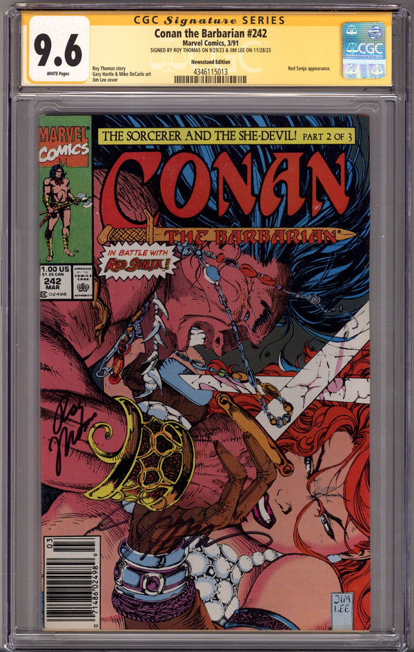 Conan the Barbarian Vol 1 242 CGC 9.6 (NM+) (1991) Newsstand Signed x2 Cover Roy Thomas & Jim Lee