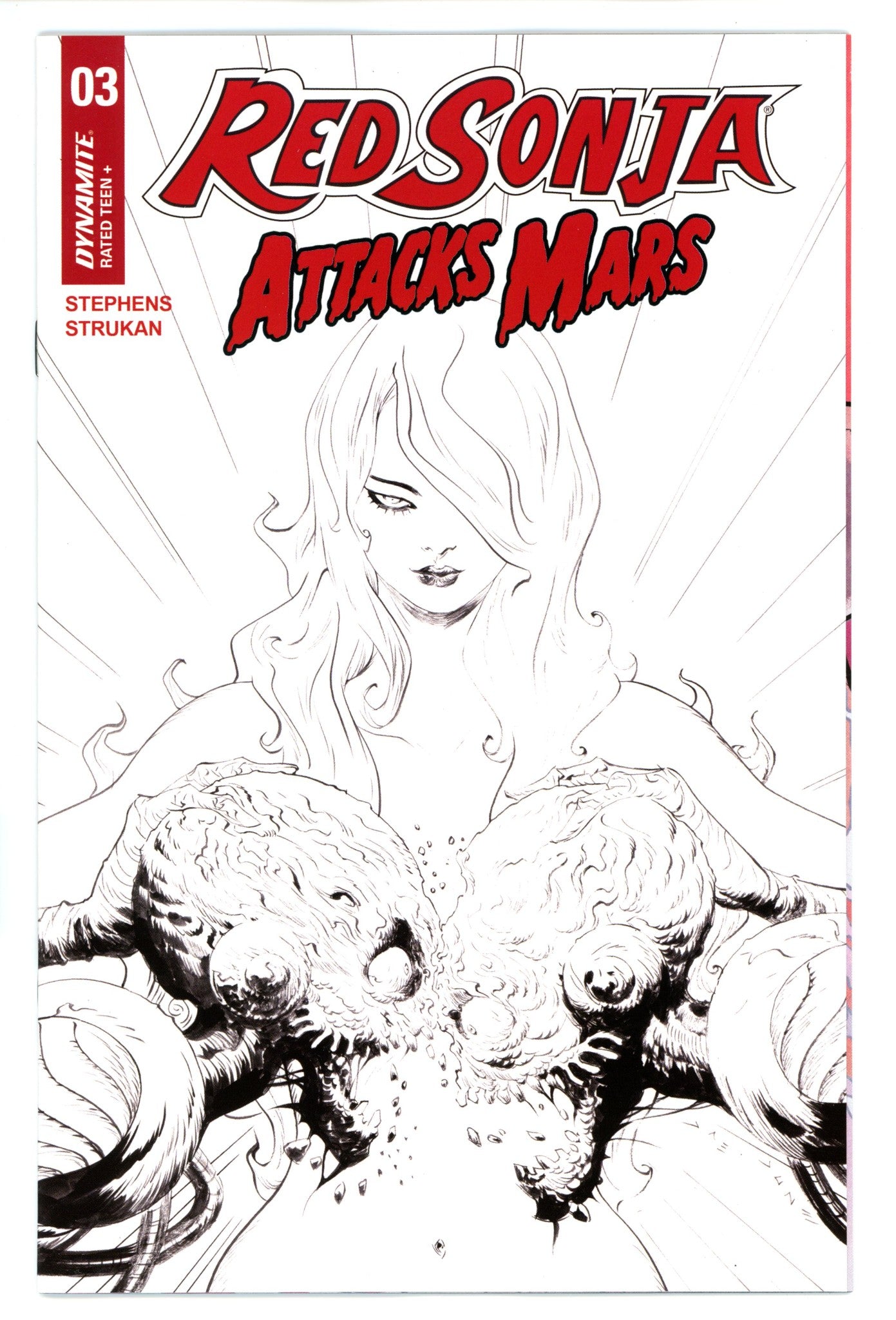 Red Sonja Attacks Mars 3 Lee B&W Incentive Variant (2025)