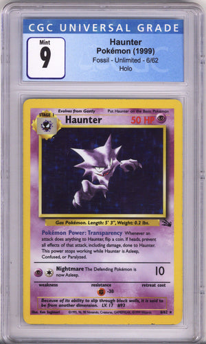 Pokemon Fossil Haunter Holo CGC Mint 9 (1999)