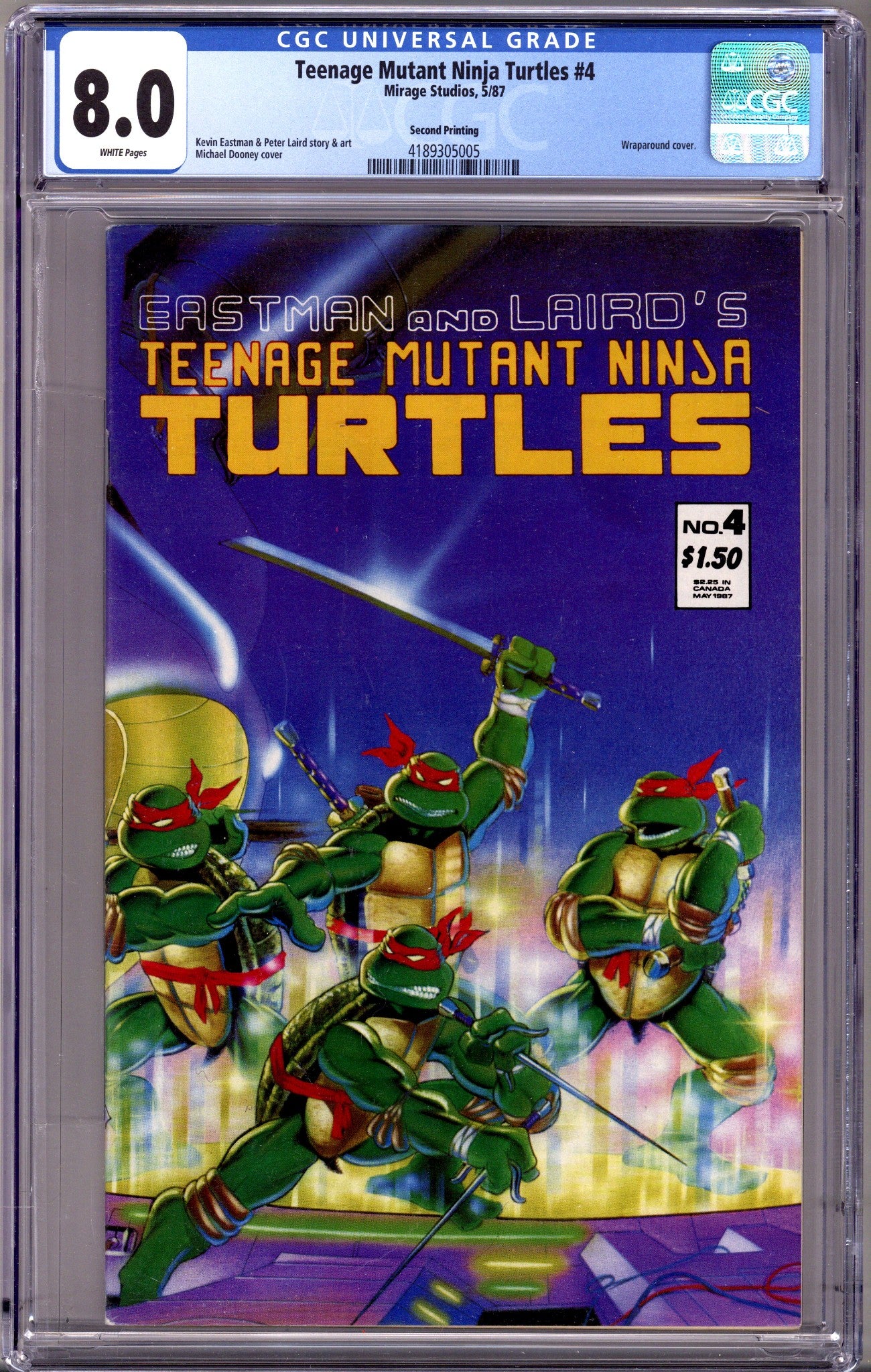 Teenage Mutant Ninja Turtles Vol 1 4 CGC 8.0 (VF) (1987) 2nd Print 