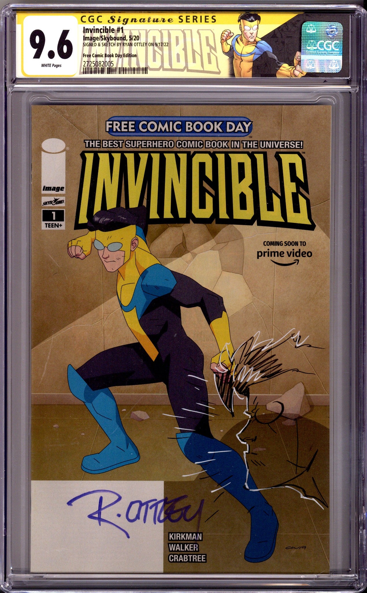 Invincible #1 Free Comic Book Day 1 CGC 9.6 (NM+) (2020) Signed / Remarked x1 Cover Ryan Ottley 