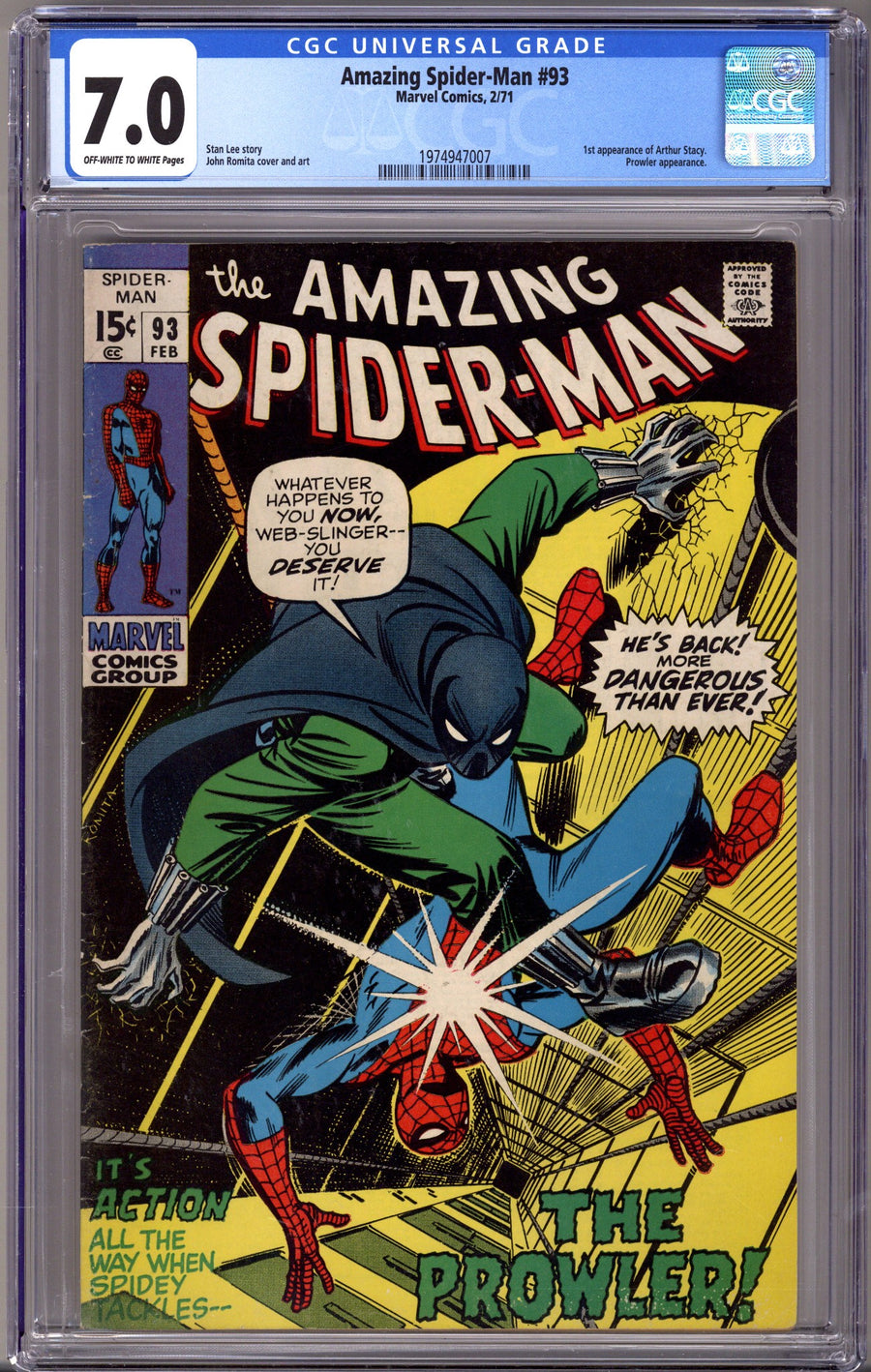 The Amazing Spider-Man Vol 1 93 CGC 7.0 (FN/VF) (1971) 