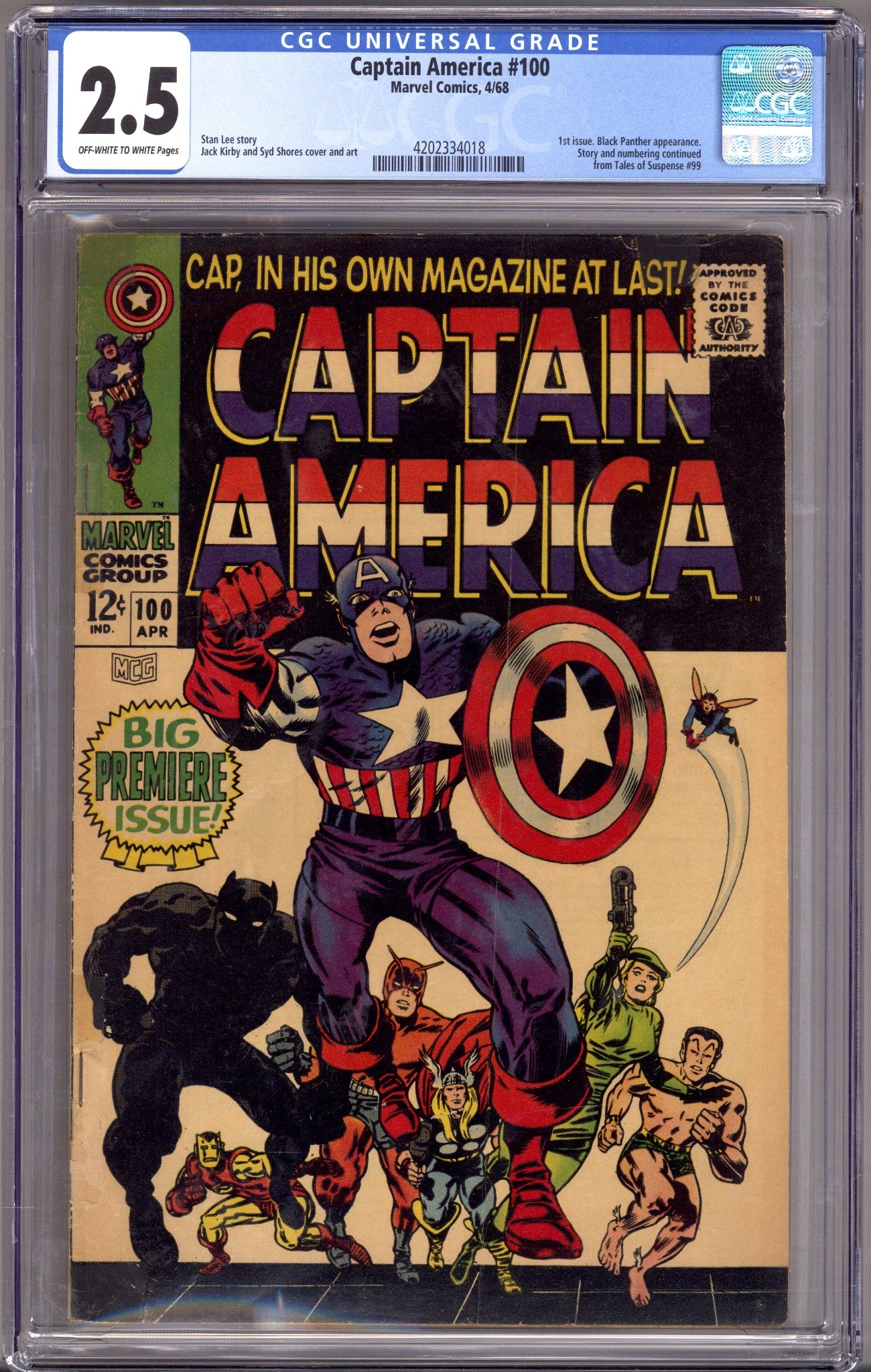 Captain America Vol 1 100 CGC 2.5 (GD+)   (1968)        
