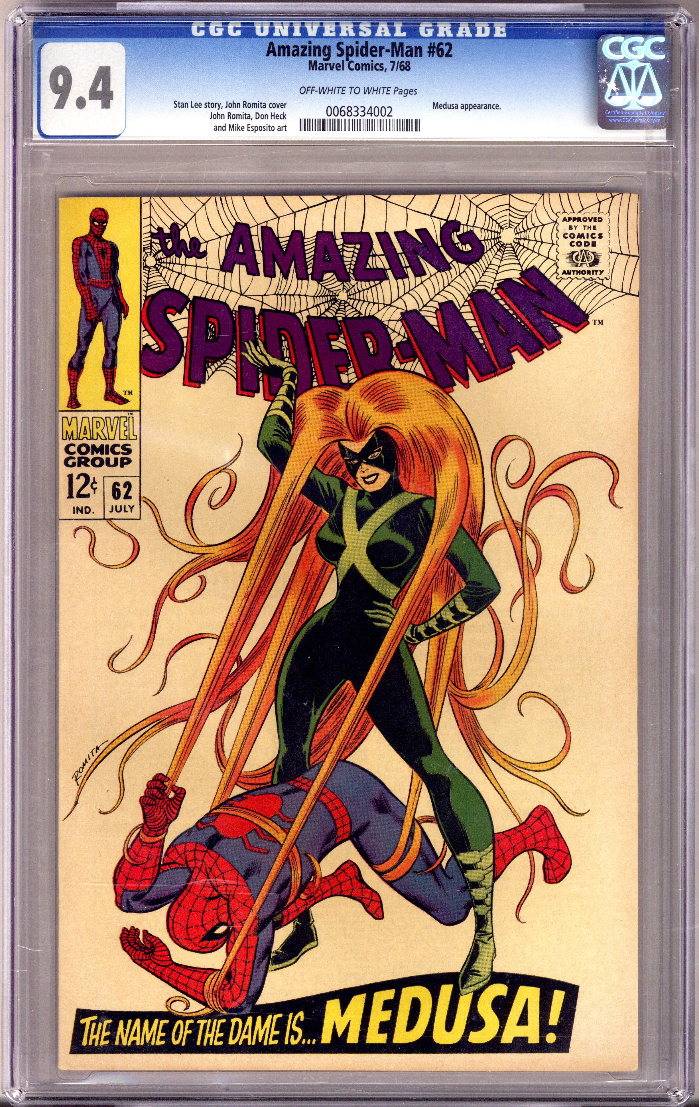 The Amazing Spider-Man Vol 1 62 CGC 9.4 (NM) (1968) 