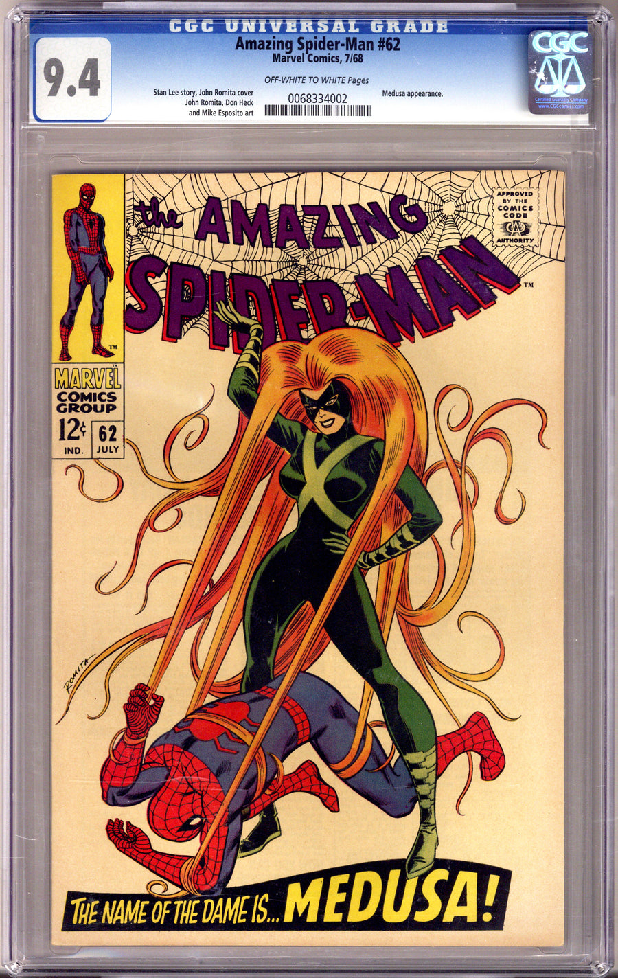 The Amazing Spider-Man Vol 1 62 CGC 9.4 (NM) (1968) 