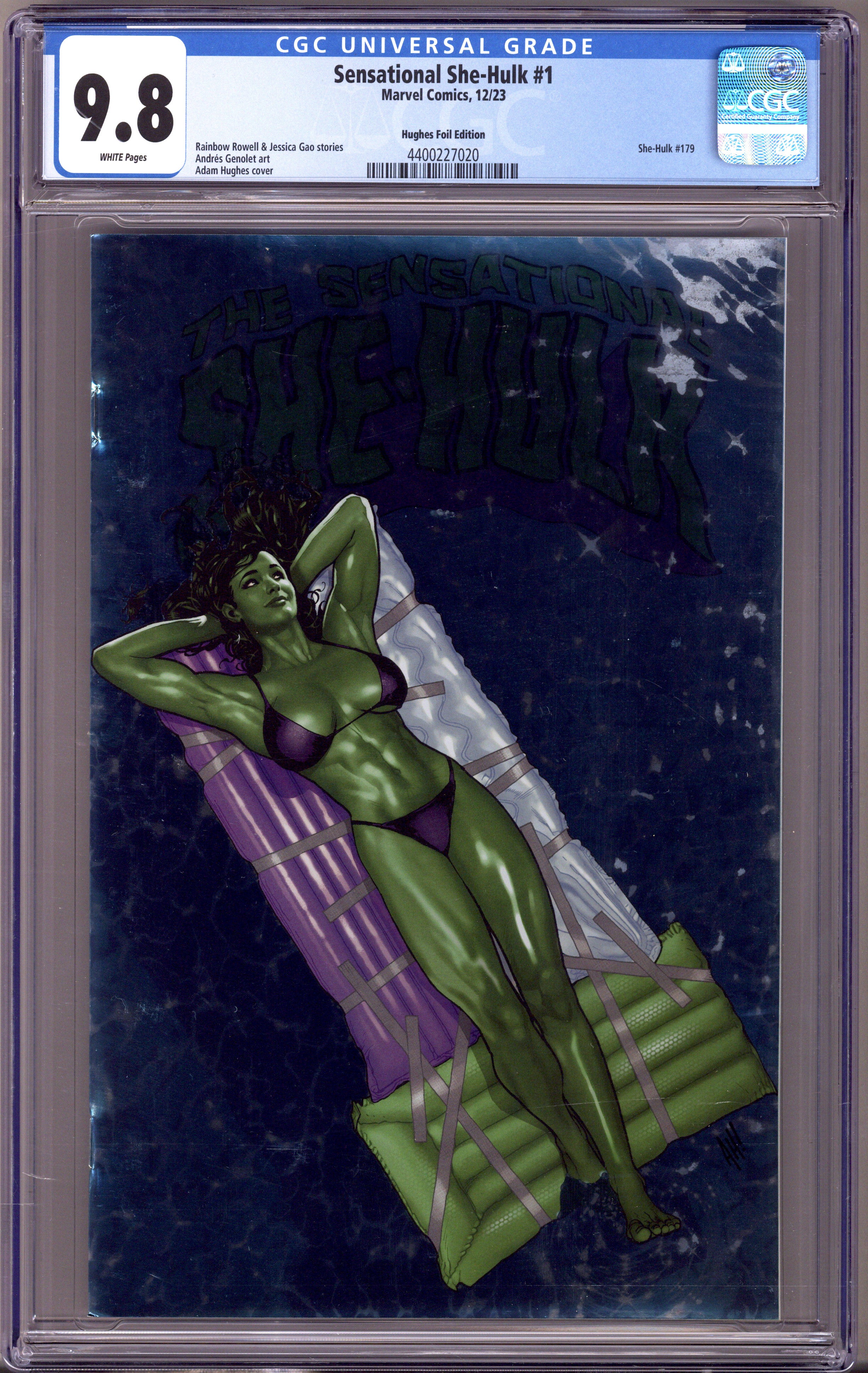 Sensational She-Hulk Vol 2 1 (179) CGC 9.8 (NM/M)   (2023) Hughes Foil   Variant  