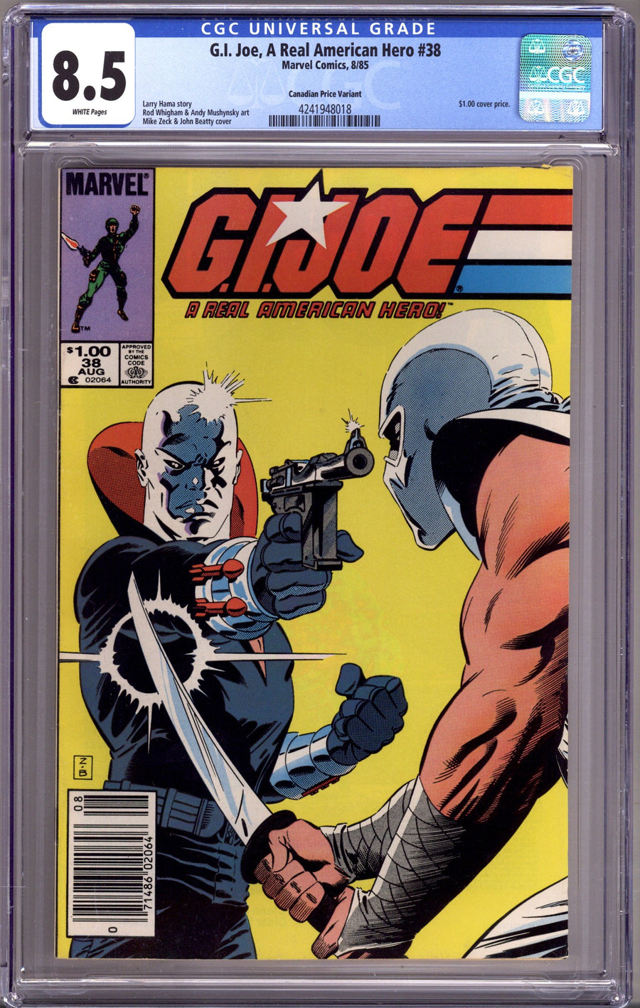 G.I. Joe, A Real American Hero 38 CGC 8.5 (VF+) (1985) Canadian Price Variant 