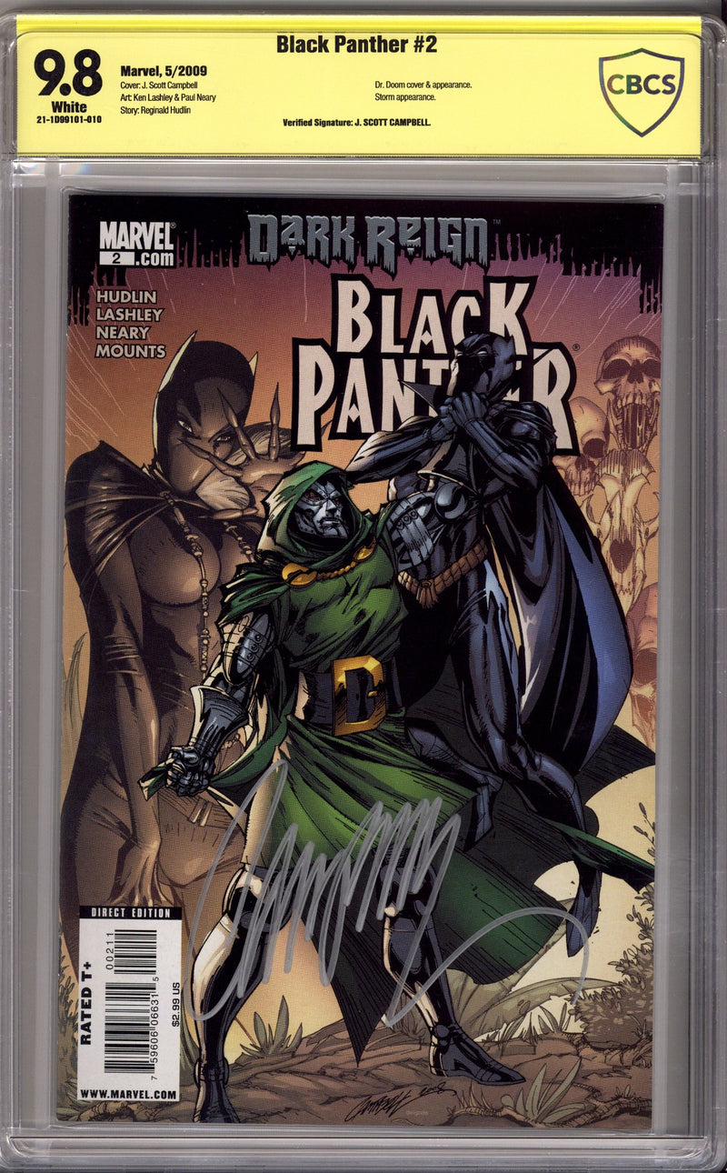 Black Panther Vol 5 2 CBCS 9.8 (NM/M) (2009) Signed x1 Cover J. Scott Campbell 