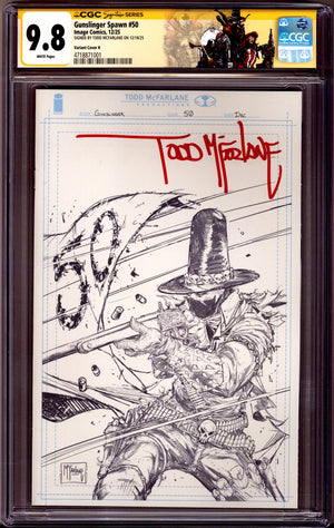 Gunslinger Spawn   50 CGC 9.8 (NM/M)   (2025) McFarlane Sketch   Incentive Variant  Signed x1 Cover Todd McFarlane (Red)