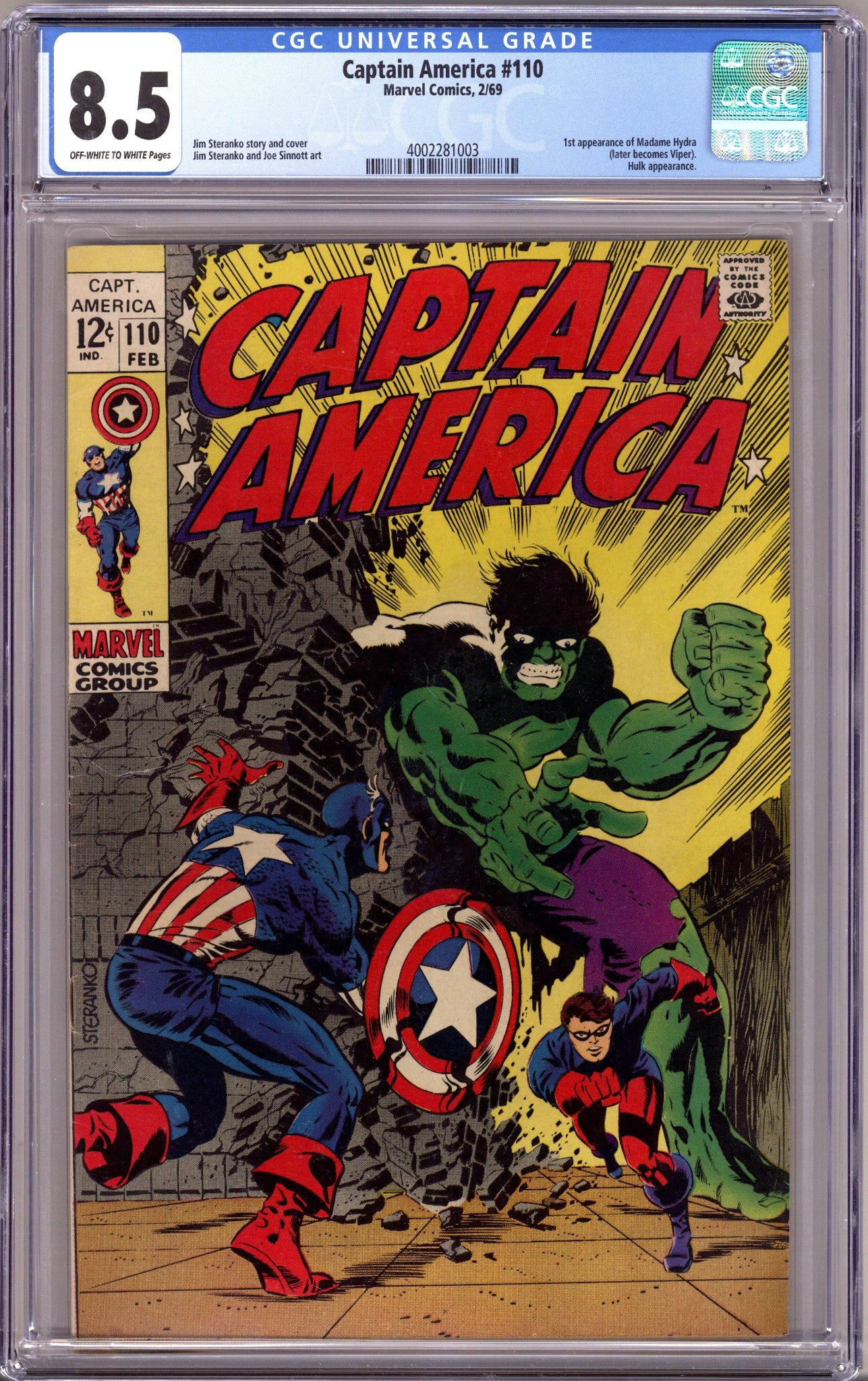 Captain America Vol 1 110 CGC 8.5 (VF+) (1969) 