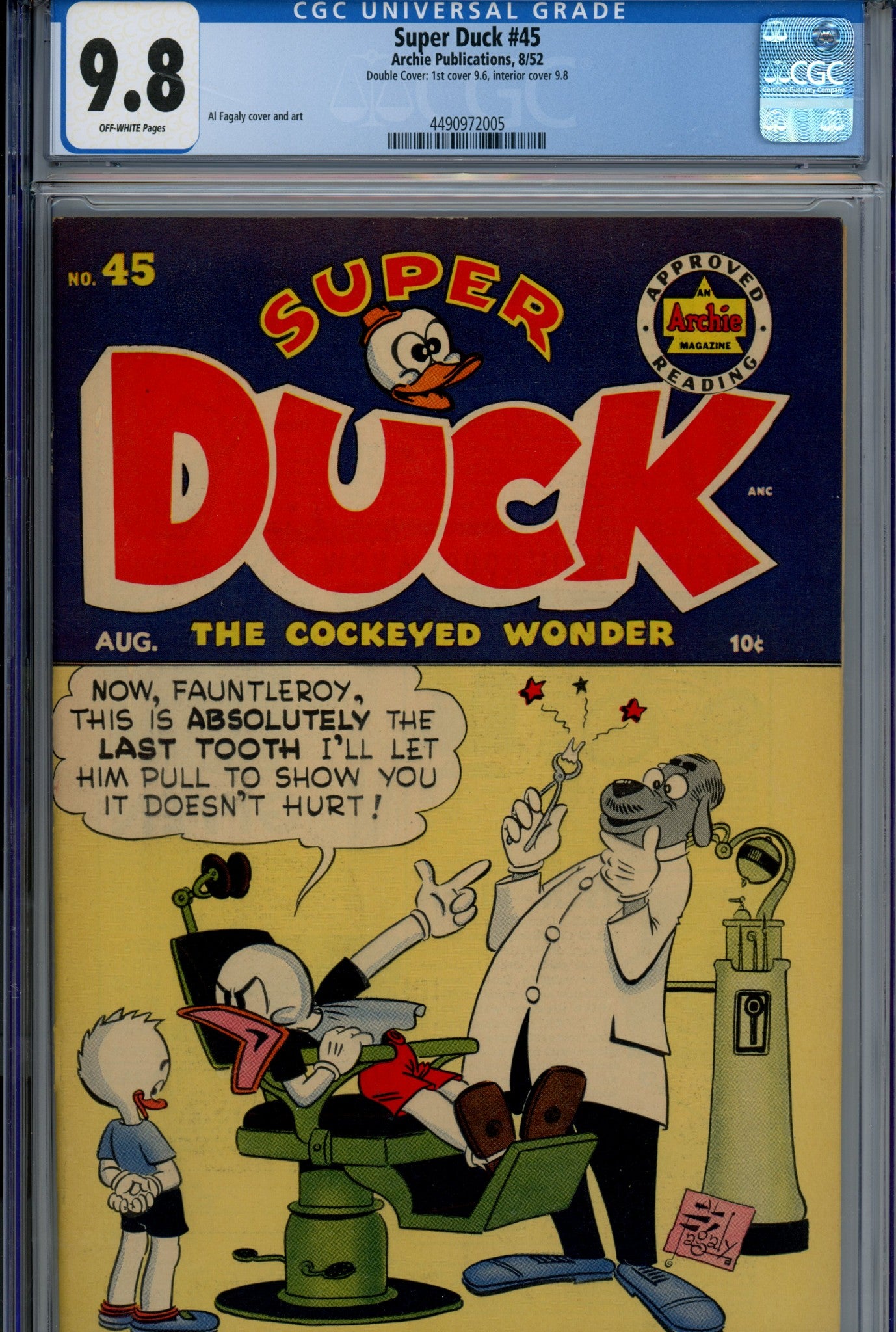 Super Duck Comics  45 CGC 9.8 (NM/M) Double Cover  (1952)  