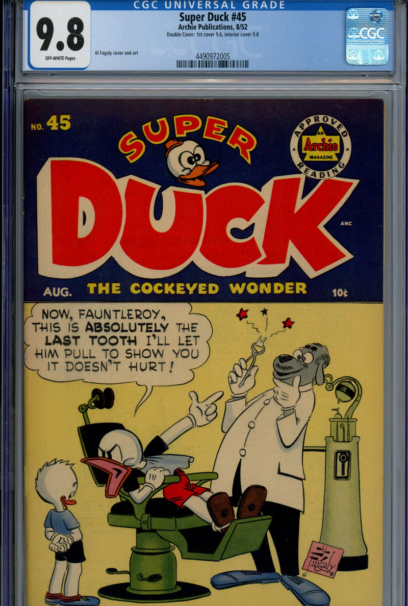 Super Duck Comics  45 CGC 9.8 (NM/M) Double Cover  (1952)  