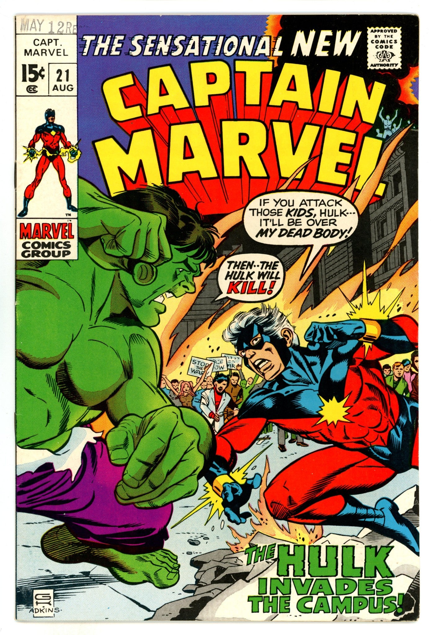 Captain Marvel Vol 1 21  FN/VF (7.0)  (1970)  