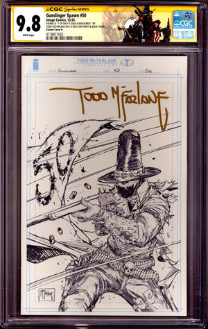 Gunslinger Spawn   50 CGC 9.8 (NM/M) 1/5 Gold Signatures  (2025) McFarlane Sketch   Incentive Variant  Signed x1 Cover Todd McFarlane