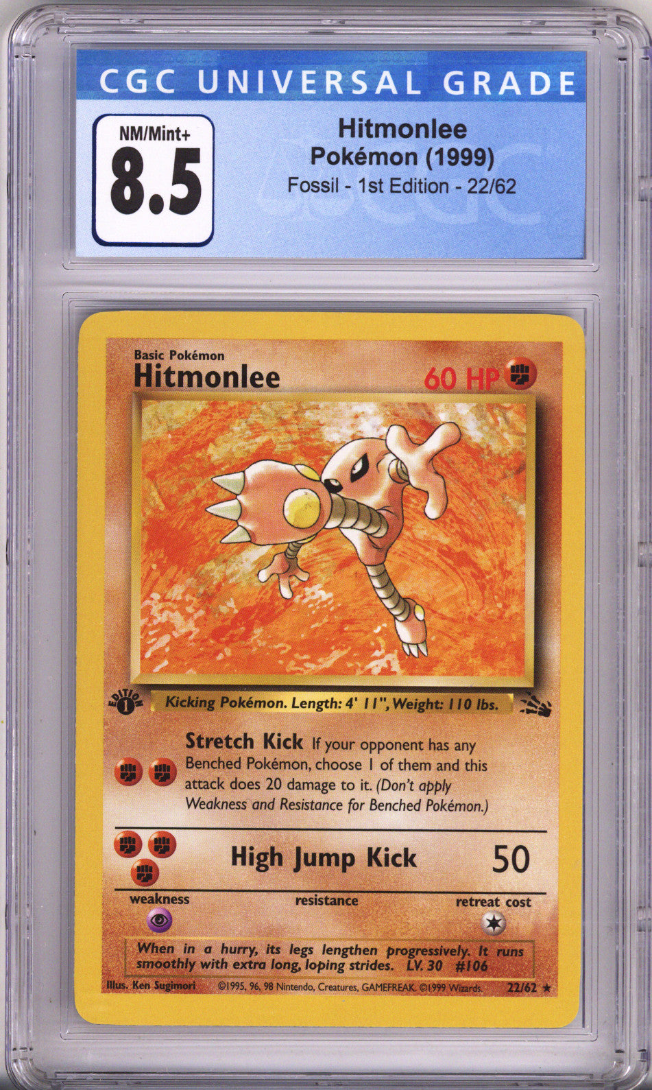 Pokemon Fossil Hitmonlee 1St Edition CGC Nm/Mint Plus 8.5 (1999)