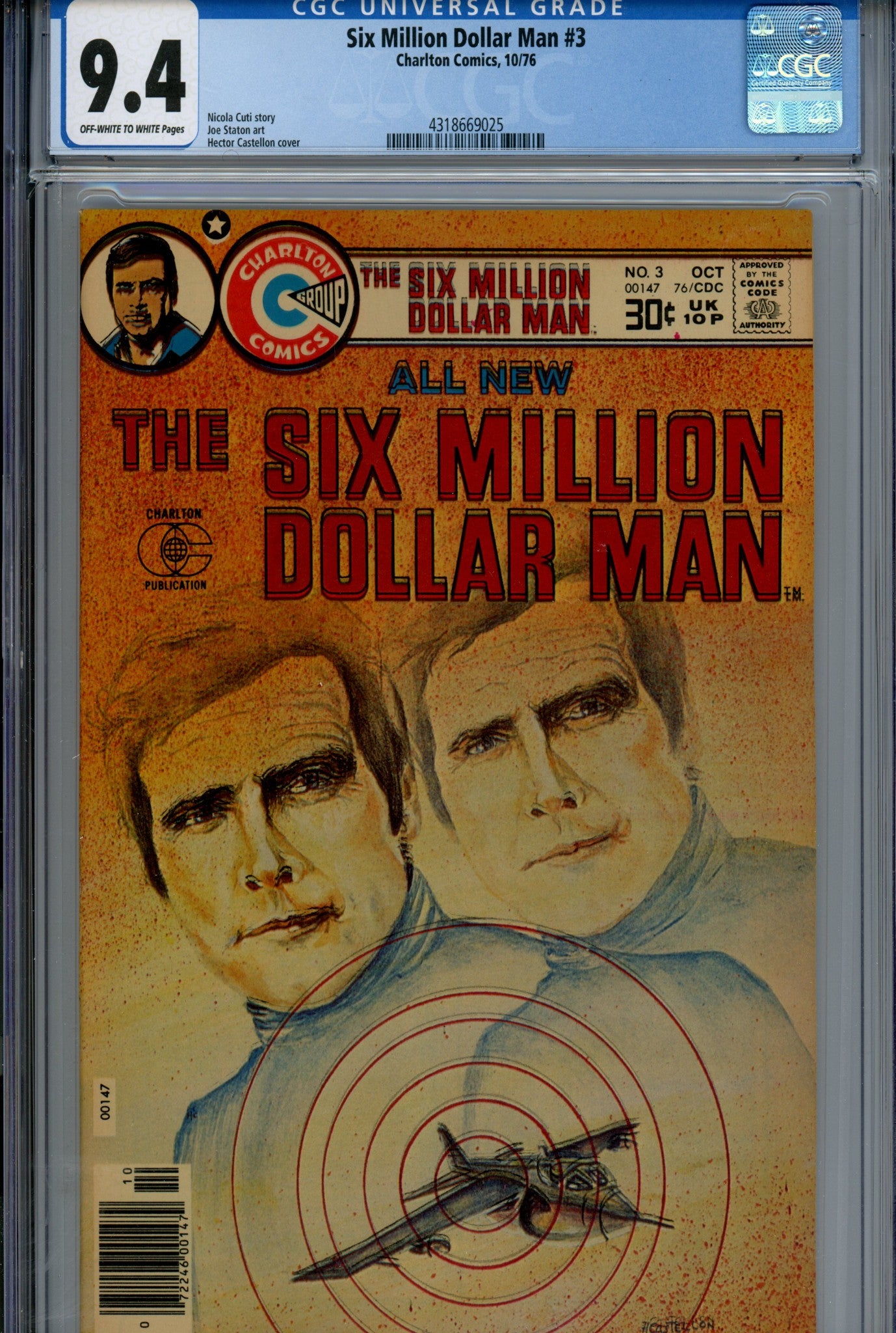 The Six Million Dollar Man 3 CGC 9.4 (NM) Error Printed Off Register (1976) 