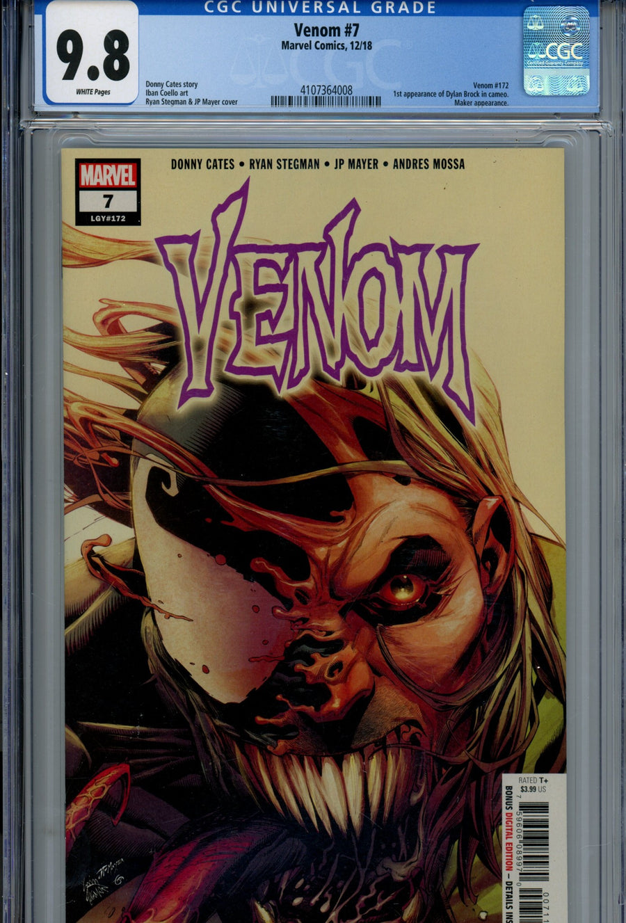 Venom Vol 4 7 (172) Secret Tongue Variant CGC 9.8 (2018)