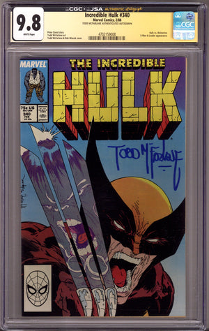 The Incredible Hulk Vol 1 340 CGC 9.8 (NM/M)   (1988)        Signed x1 Cover Todd McFarlane