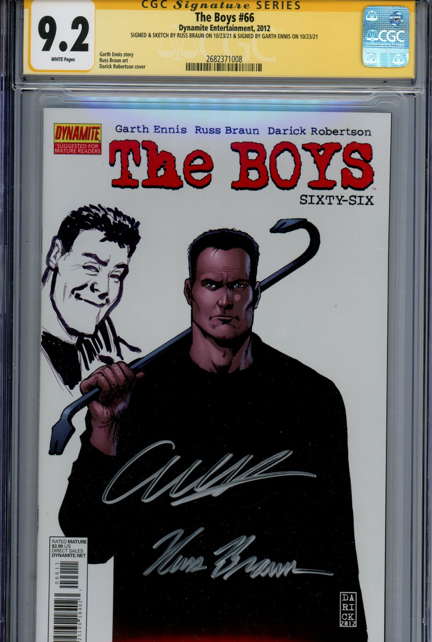 The Boys 66 CGC 9.2 (NM-) (2012) Signed / Remarked x2 Cover Russ Braun & Garth Ennis 