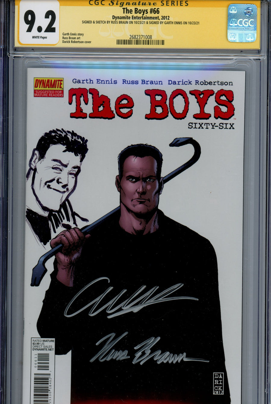 The Boys 66 CGC 9.2 (NM-) (2012) Signed / Remarked x2 Cover Russ Braun & Garth Ennis 