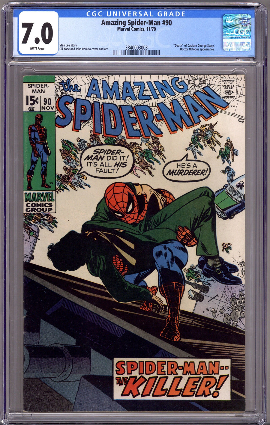 The Amazing Spider-Man Vol 1 90 CGC 7.0 (FN/VF) (1970) 