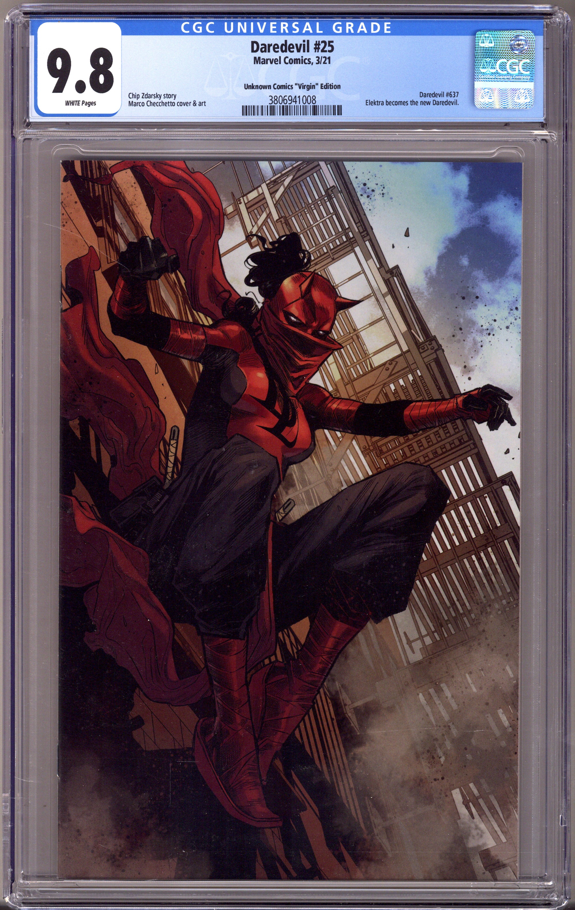 Daredevil Vol 6 25 (637) CGC 9.8 (NM/M) (2021) Checchetto 2nd Print Virgin Exclusive Variant 