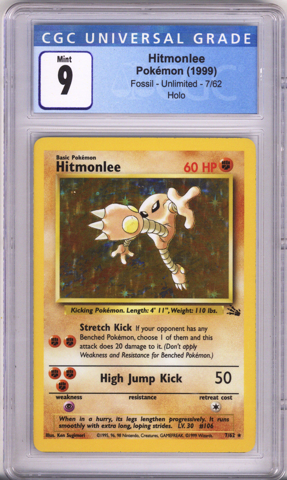 Pokemon Fossil Hitmonlee Holo CGC Mint 9 (1999)