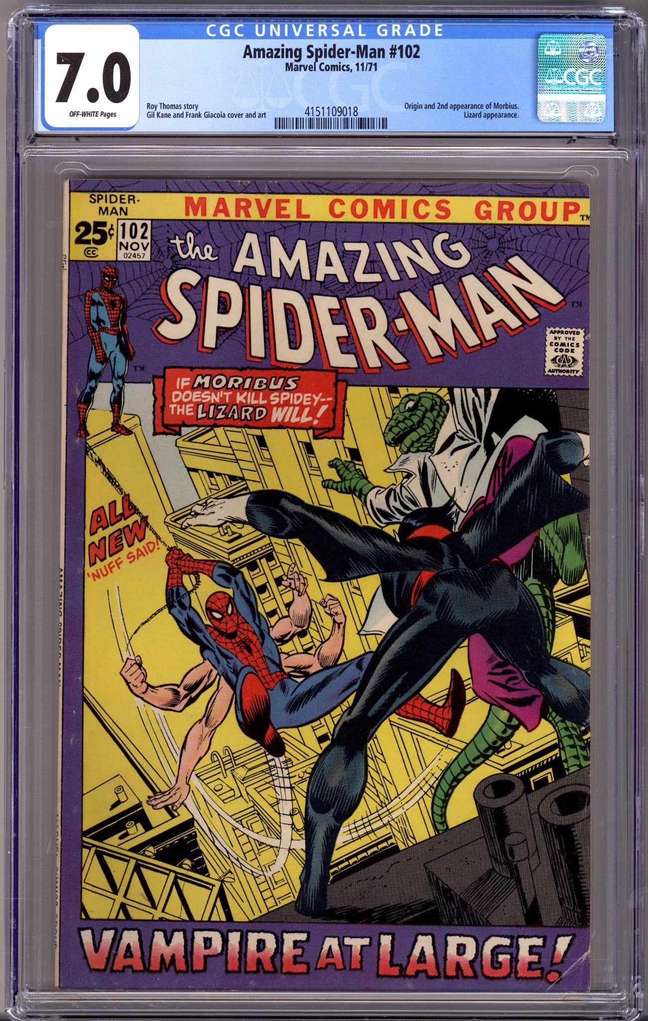 The Amazing Spider-Man Vol 1 102 CGC 7.0 (FN/VF) (1971) 