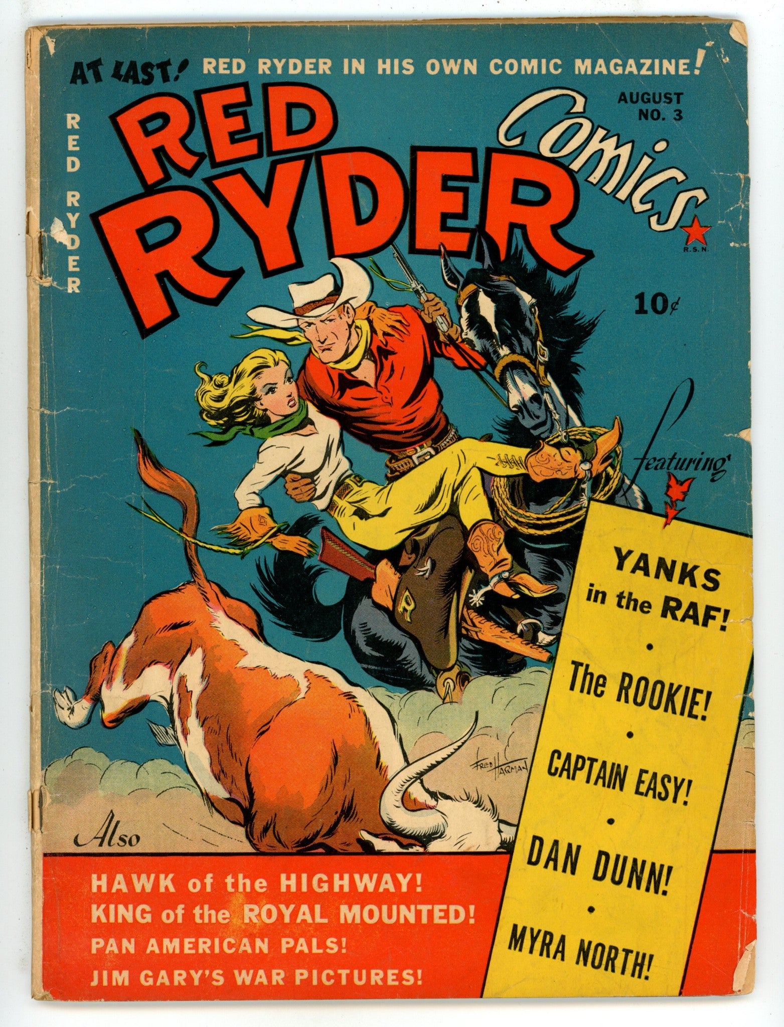 Red Ryder Comics 3 FR (1.0) Cover Detached (1941) 