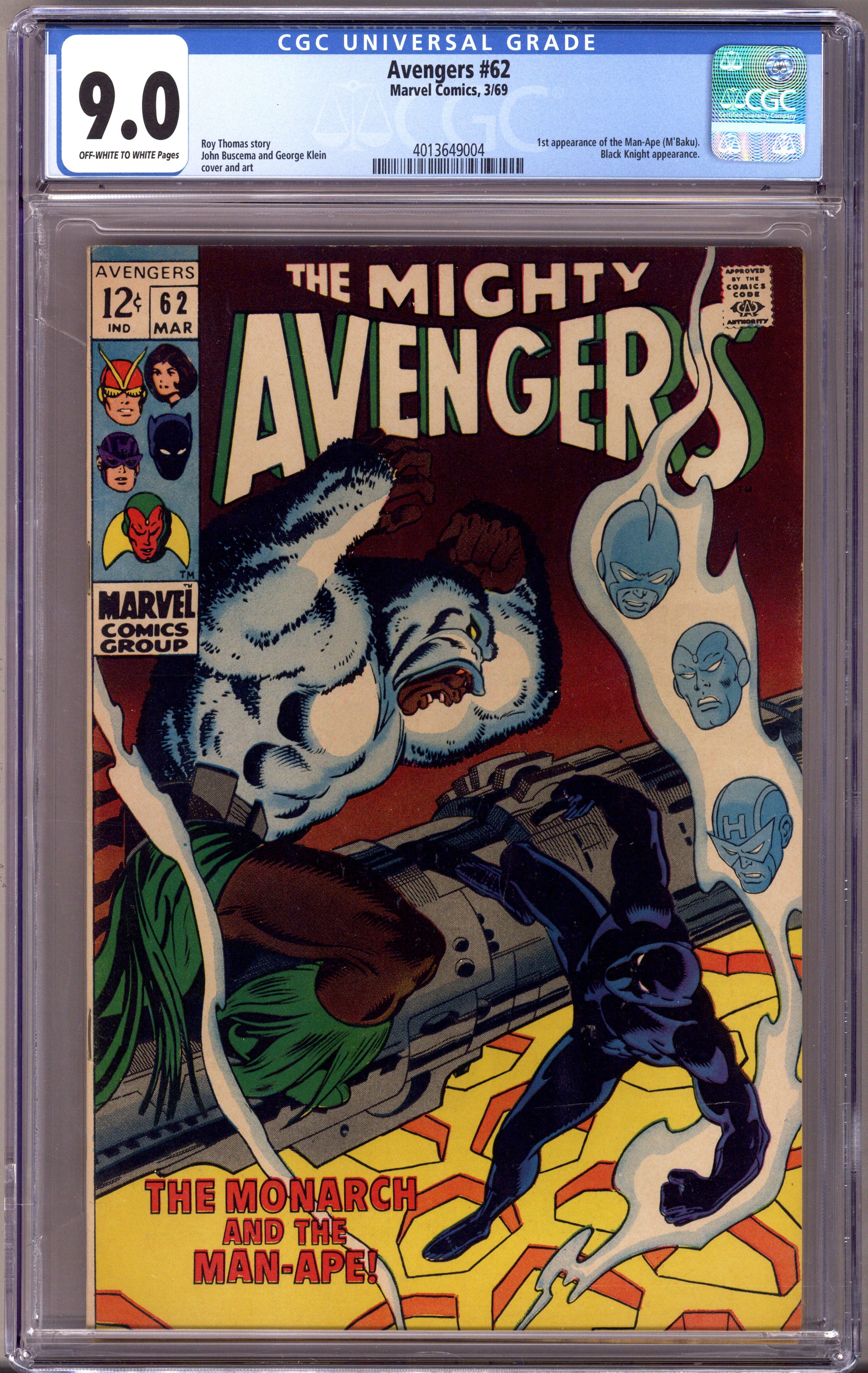 The Avengers Vol 1 62 CGC 9.0 (VF/NM) (1969) 