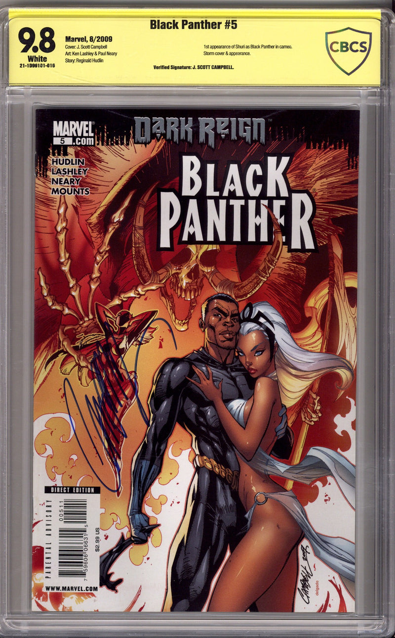 Black Panther Vol 5 5 CBCS 9.8 (NM/M) (2009) Signed x1 Cover J. Scott Campbell 