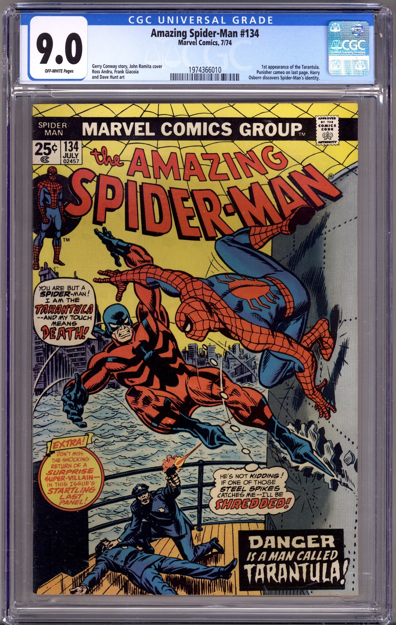 The Amazing Spider-Man Vol 1 134 CGC 9.0 (VF/NM) Small Crack (1974) 