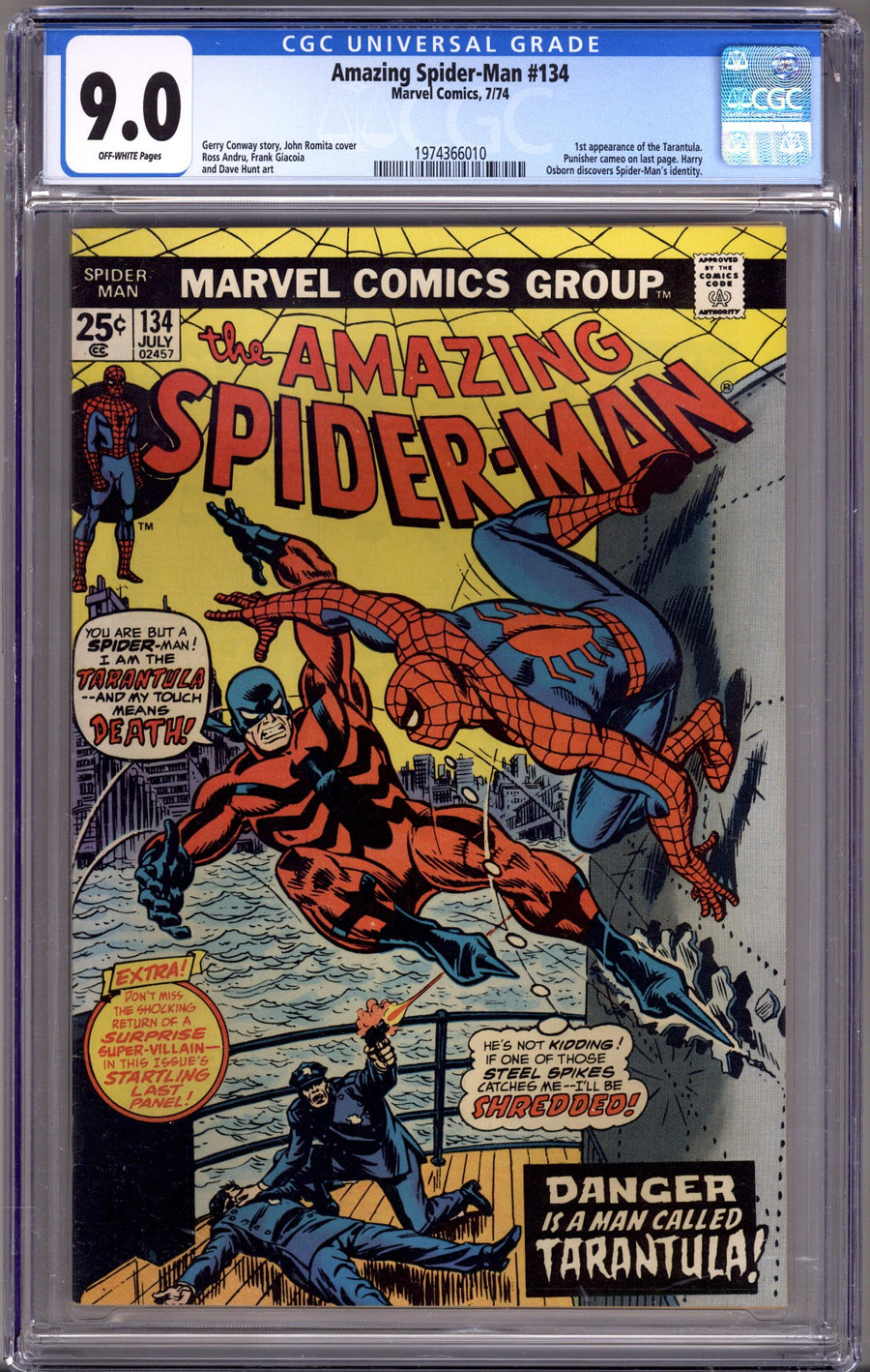 The Amazing Spider-Man Vol 1 134 CGC 9.0 (VF/NM) Small Crack (1974) 