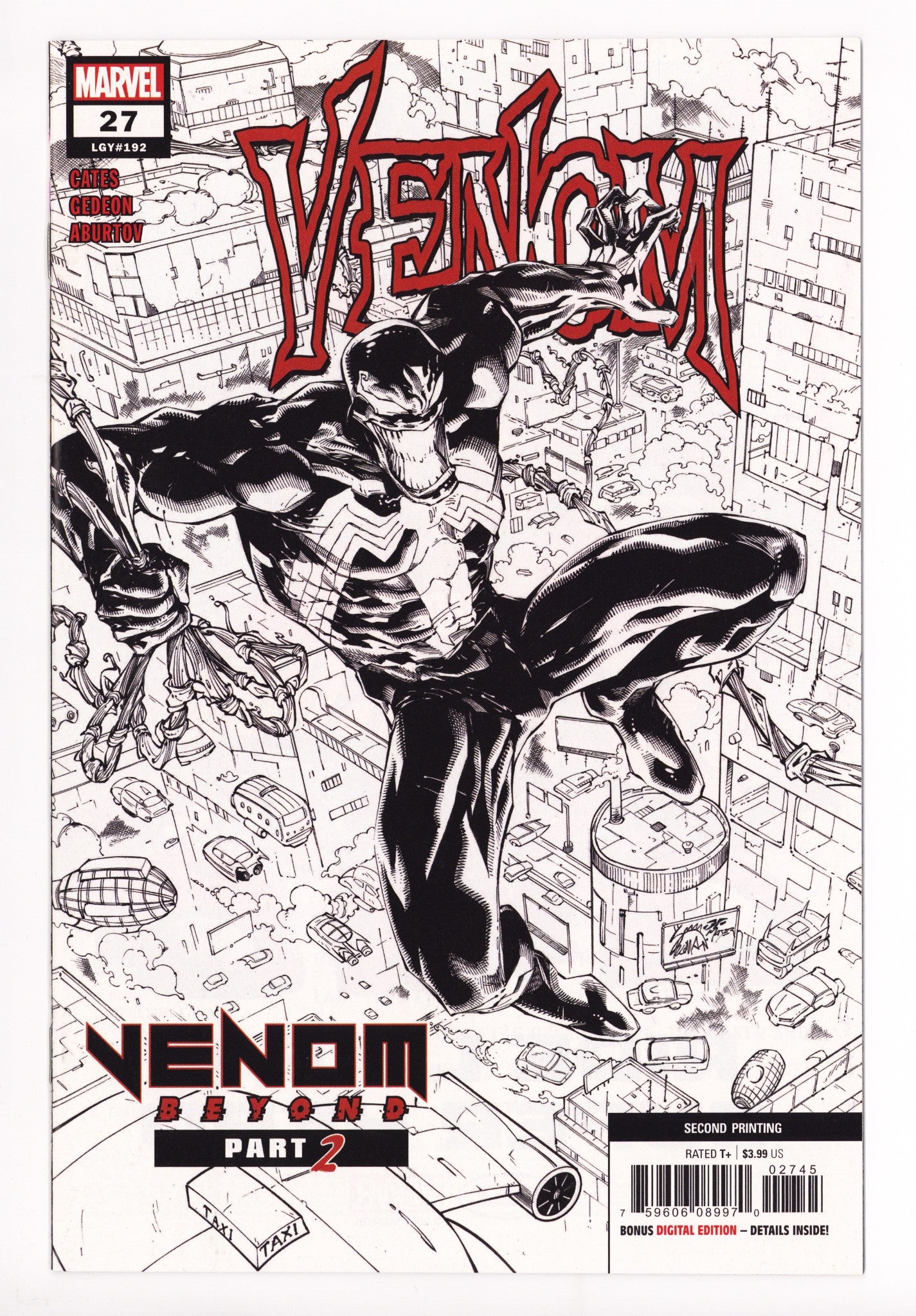Venom Vol 4 27 (192) NM (9.4) 2nd Print (2020) Stegman B&W Incentive Variant 