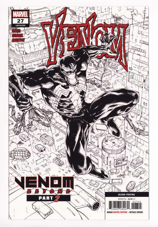 Venom Vol 4 27 (192) NM (9.4) 2nd Print (2020) Stegman B&W Incentive Variant